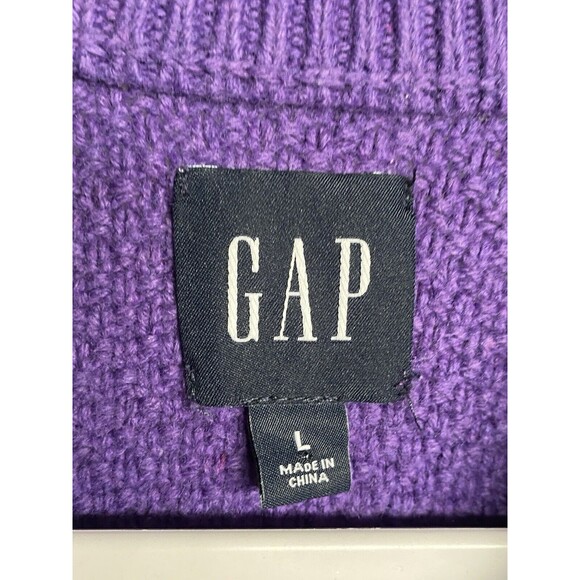 Gap Women's Purple Heavy Knit Aran Design Sweater - Picture 8 of 9